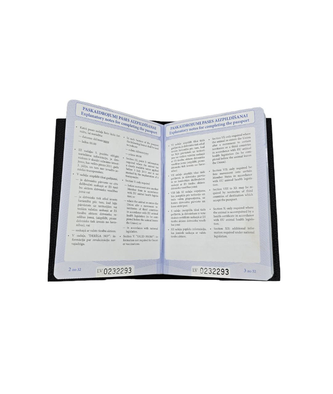 Cover for a veterinary passport