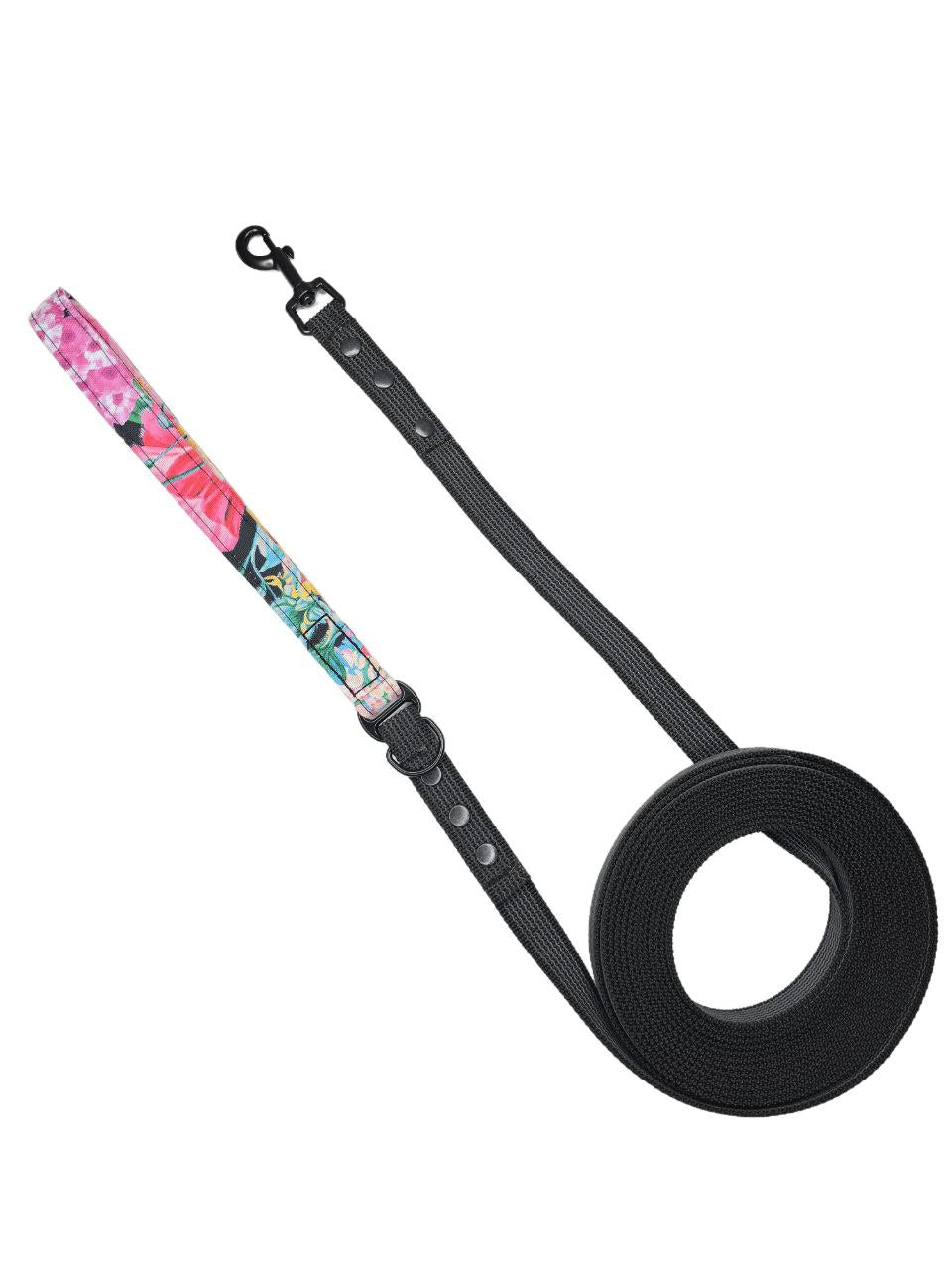 Leash - Black and handle with print of your choice